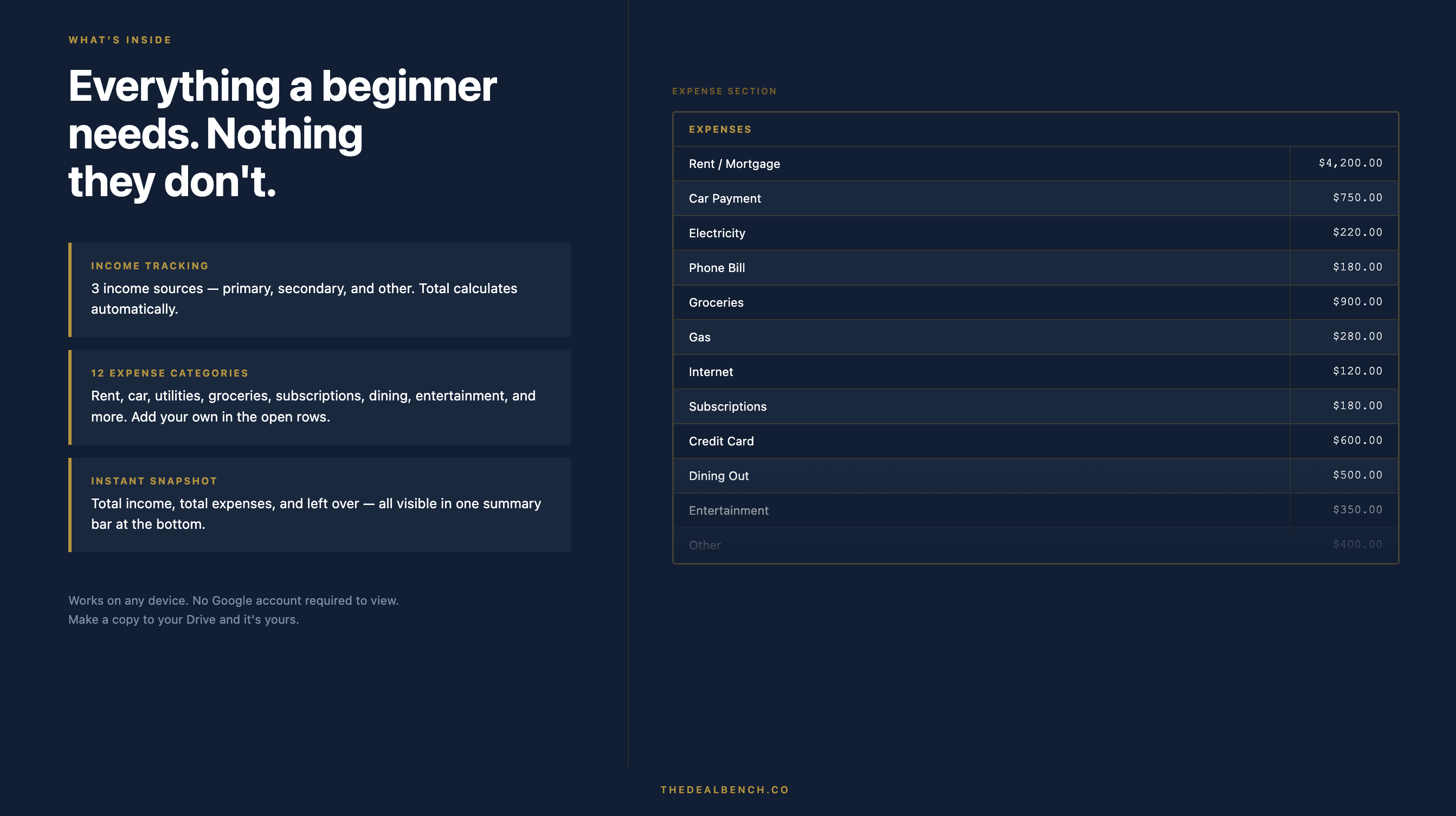 Beginner Monthly Budget detail 3